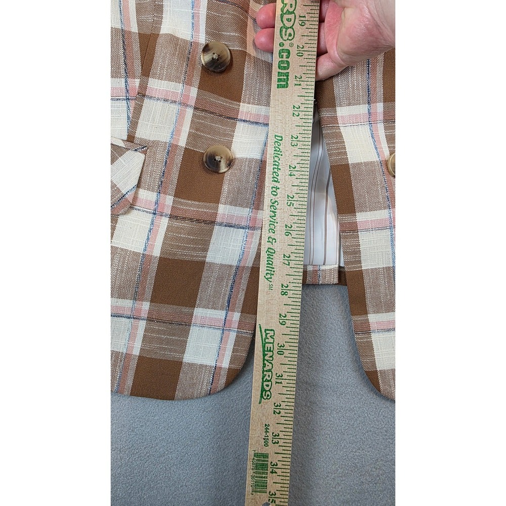 Veronica Beard Beacon Double Breasted Checked Cotton Blend Blazer Plaid sz 22 - Picture 8 of 15